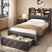 Gray Twin Size upholstered bed frame
