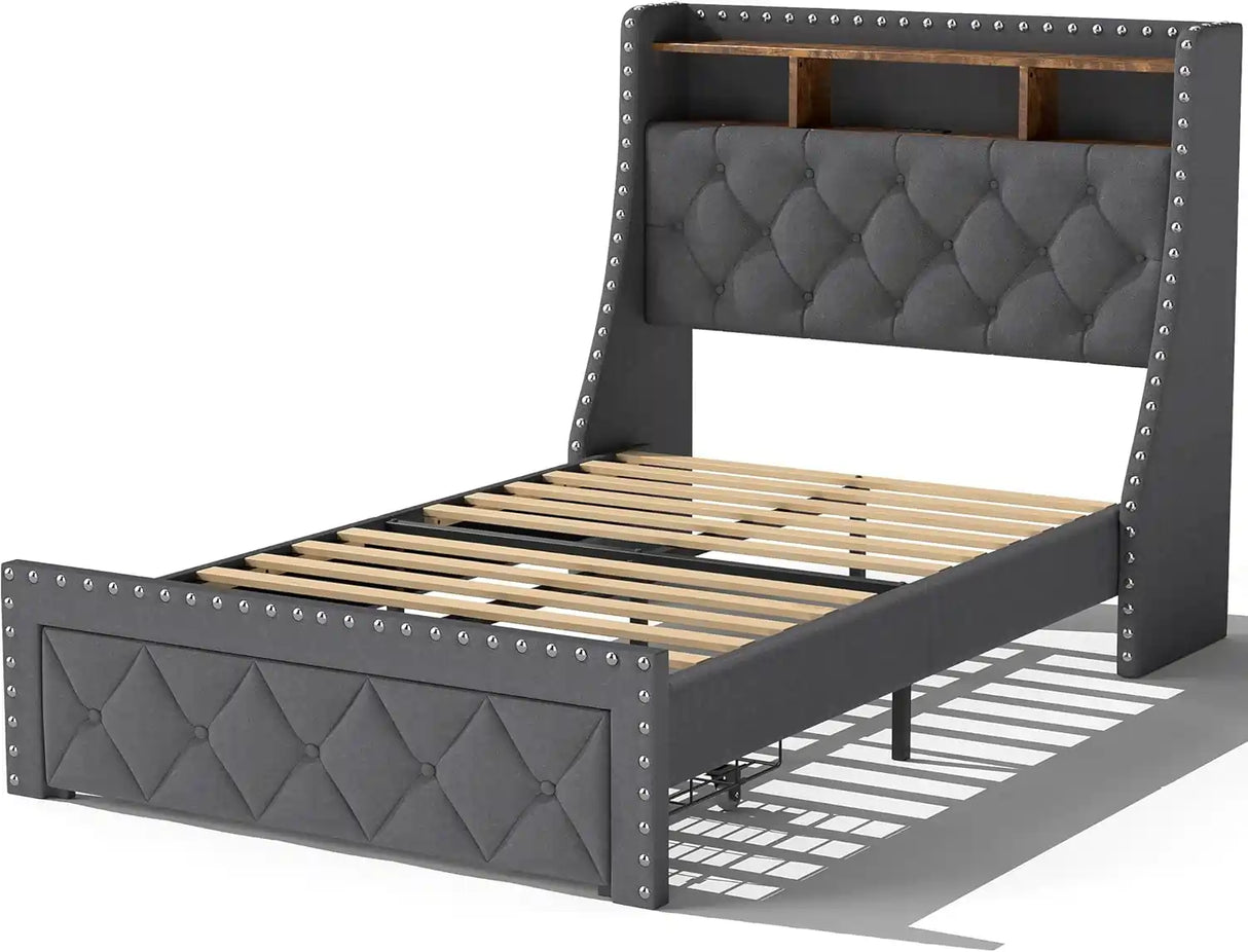 Metal Bed Frame Built in Charging Station