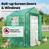KING BIRD 56"x56"x77" Walk-in Greenhouse with 14 Shelves - Green