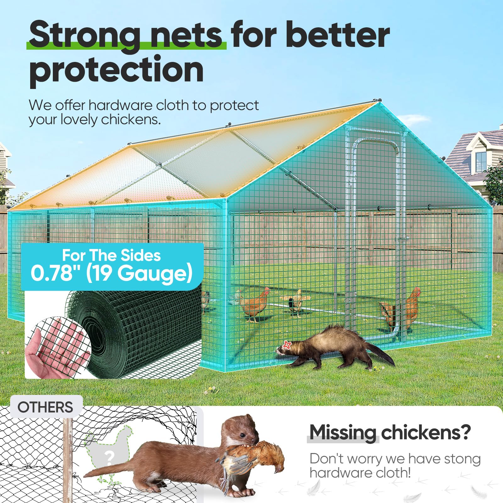 Quictent 12'x9'x6.6' Galvanized Metal Chicken Coop