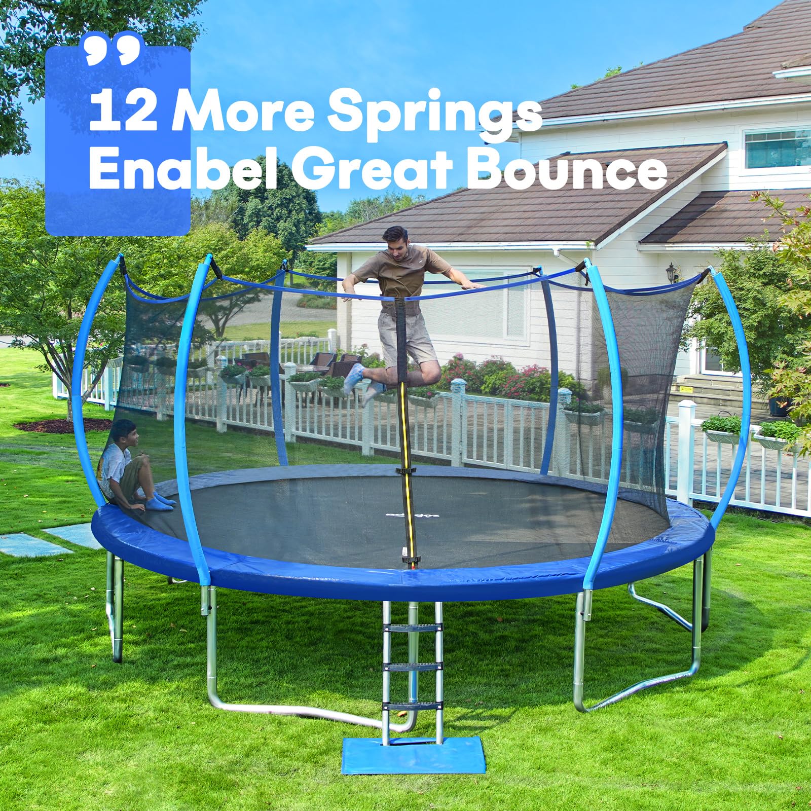 Zupapa 1500LBS 16FT No-Gap Trampoline with Non-Slip Ladder