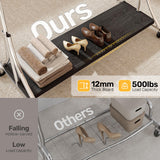HOKEEPER 500LBS Wooden Garment Rack with Shelves - Silver