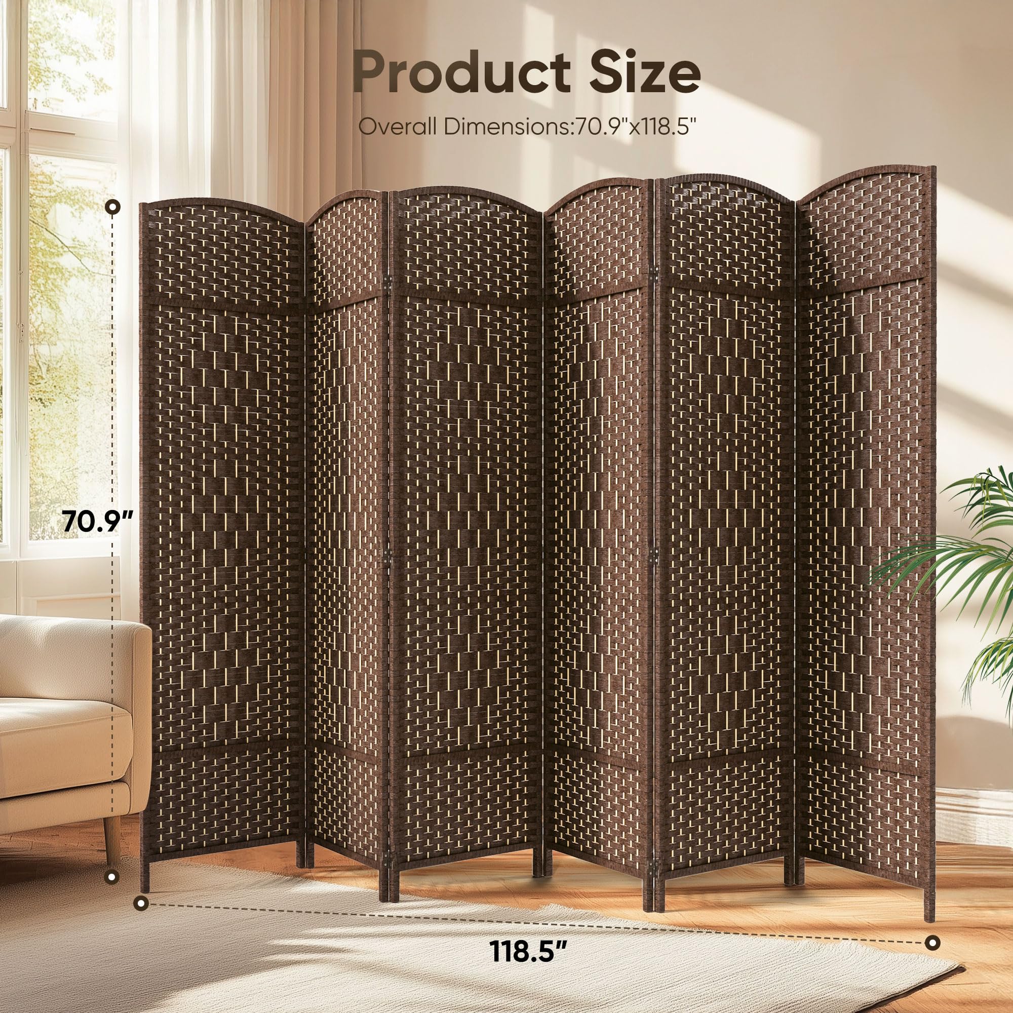 JOSTYLE Double-Weave Privacy Screen - Brown (6-Panel)