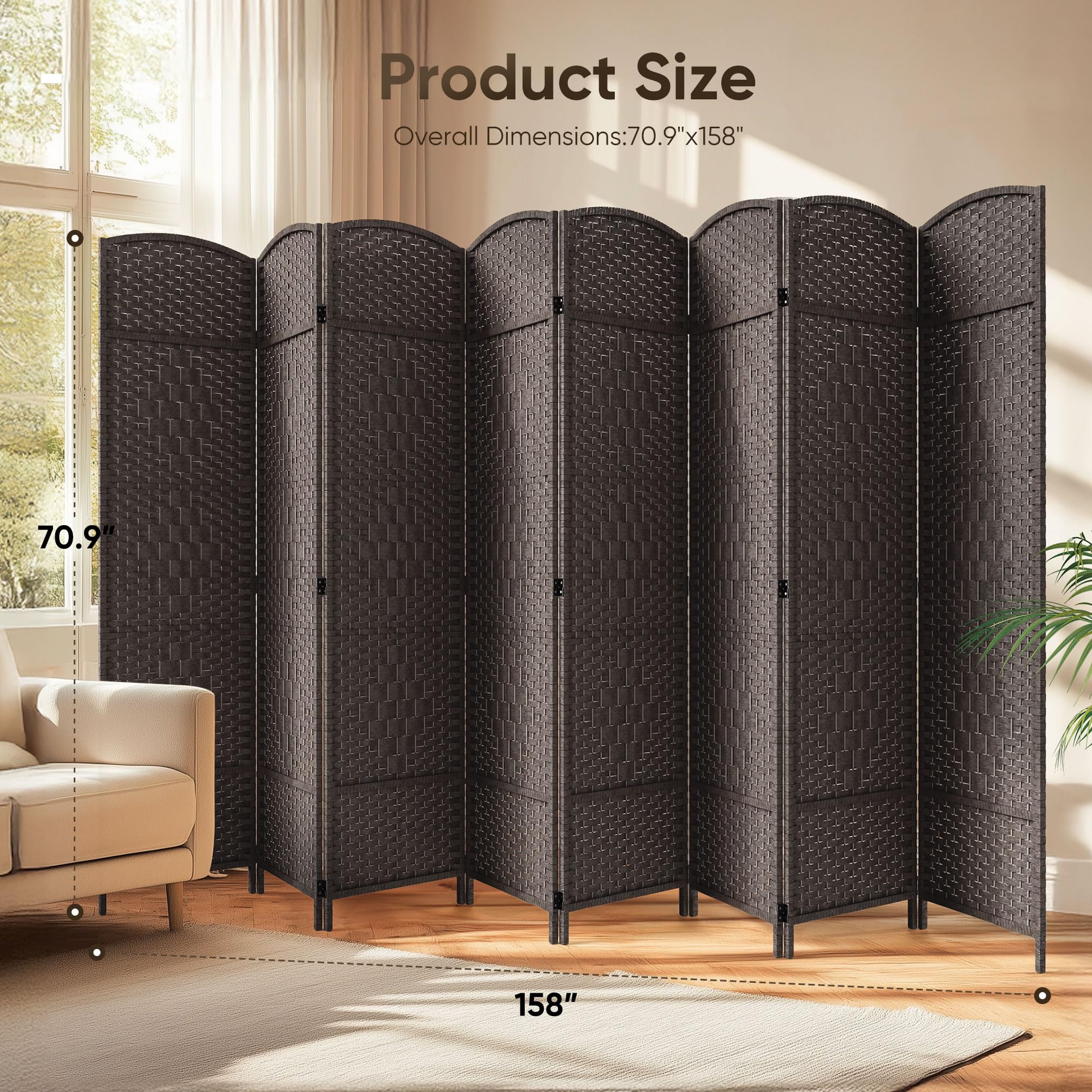 JOSTYLE Extra Wide Privacy Screen - Espresso (8-Panel)