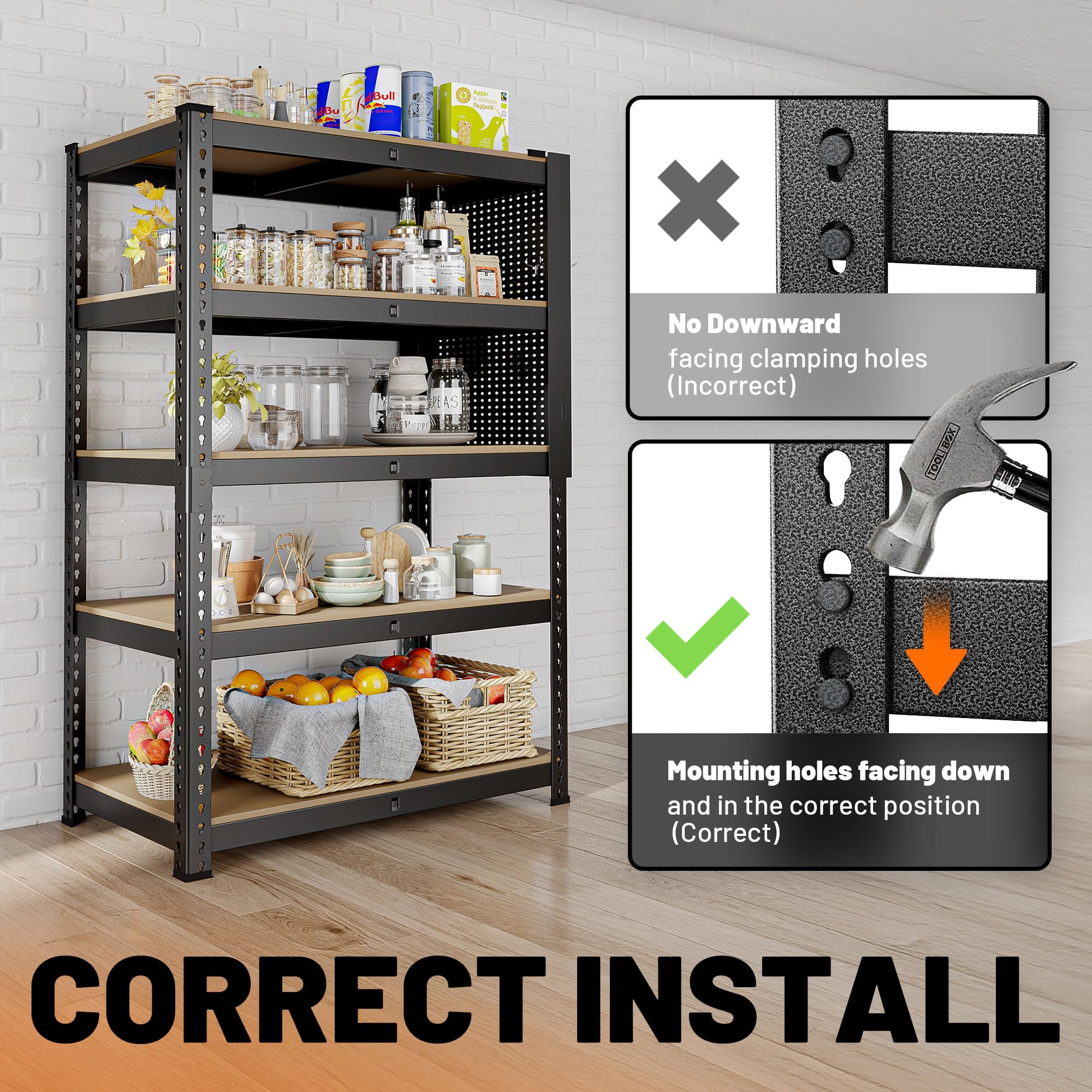 MAXLEAD 60" 2100LBS Metal Pegboard Shelves