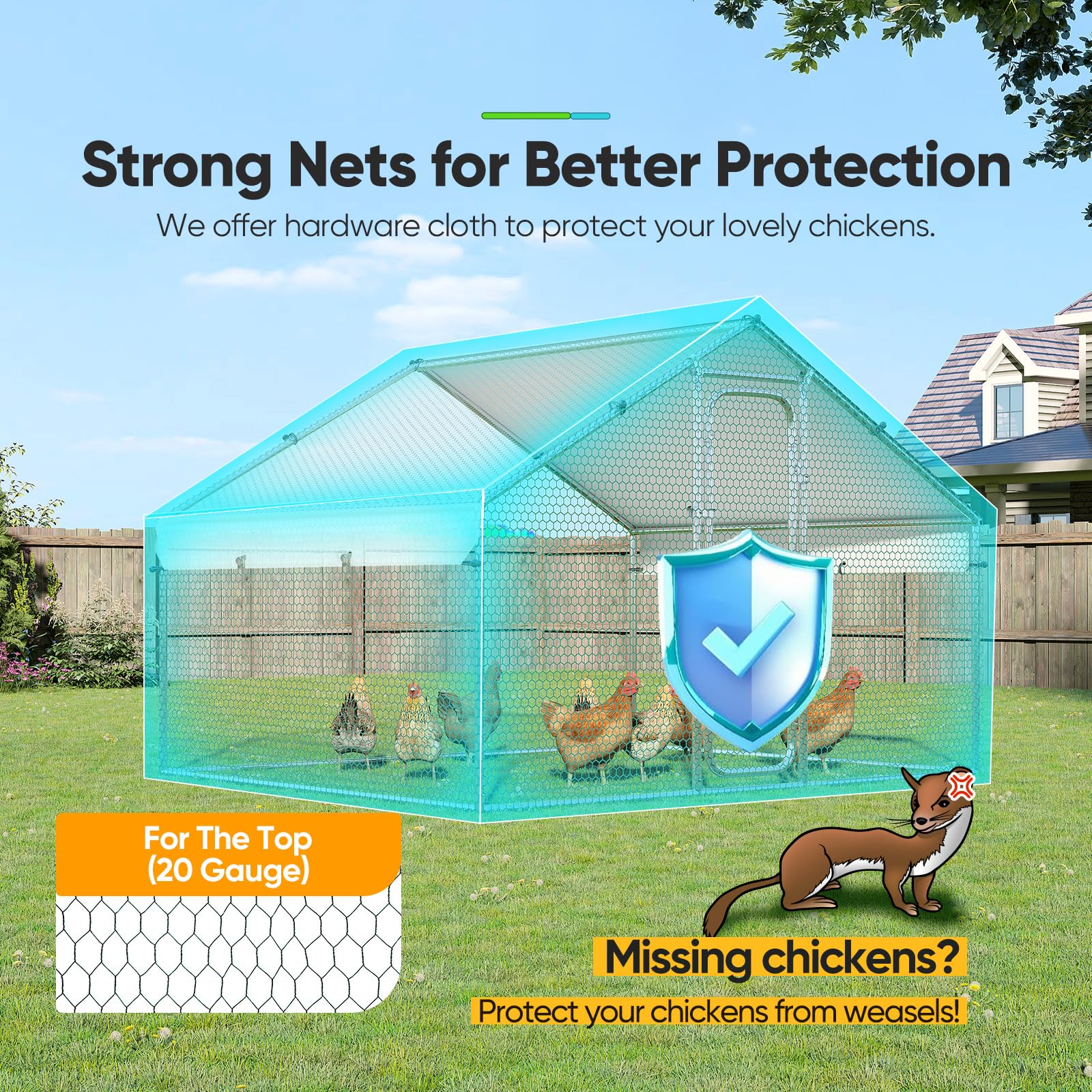 Quictent 6.6'x9'x6.6' Heavy Duty Metal Chicken Coop