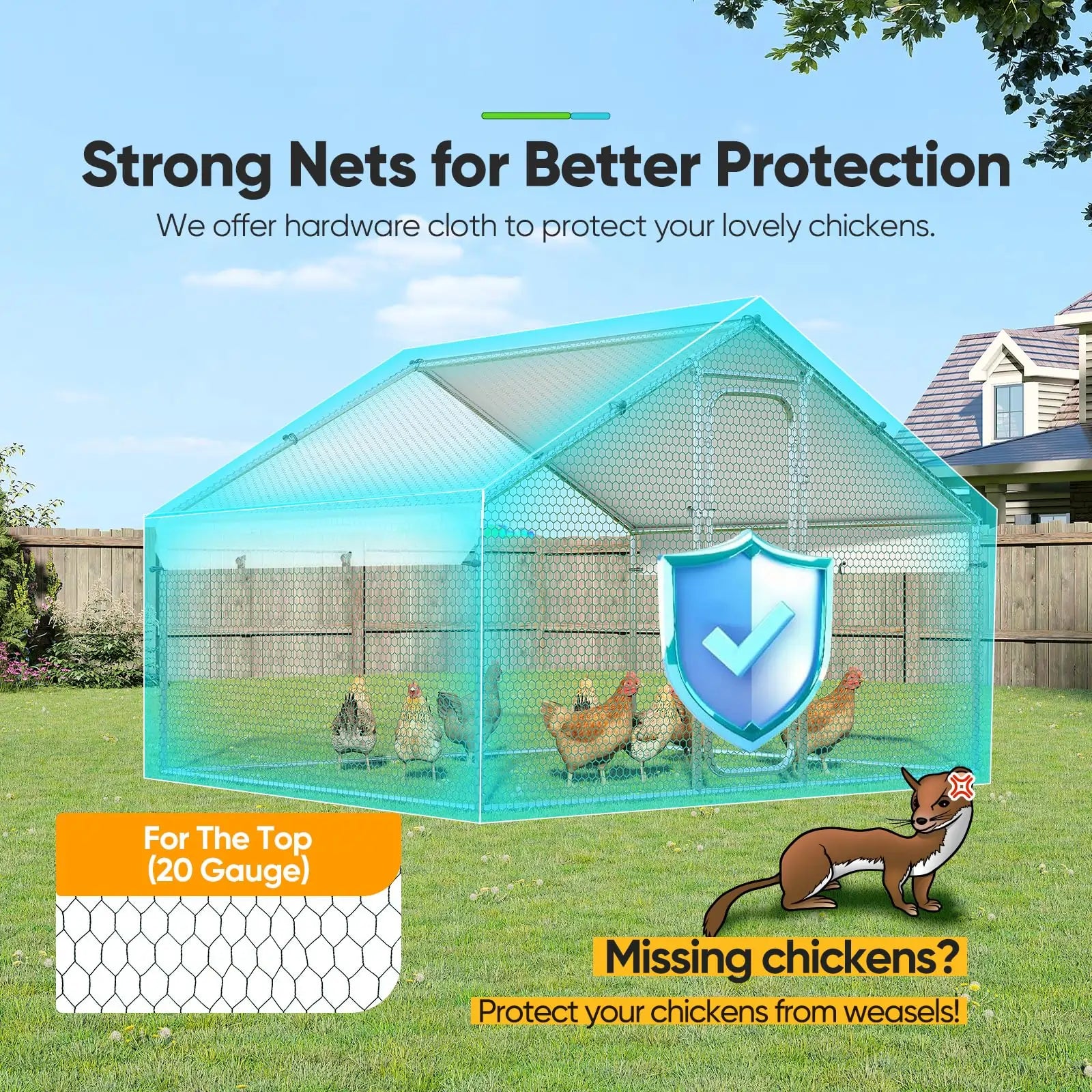 6.6'x9'x6.6' Heavy Duty Metal Chicken Coop
