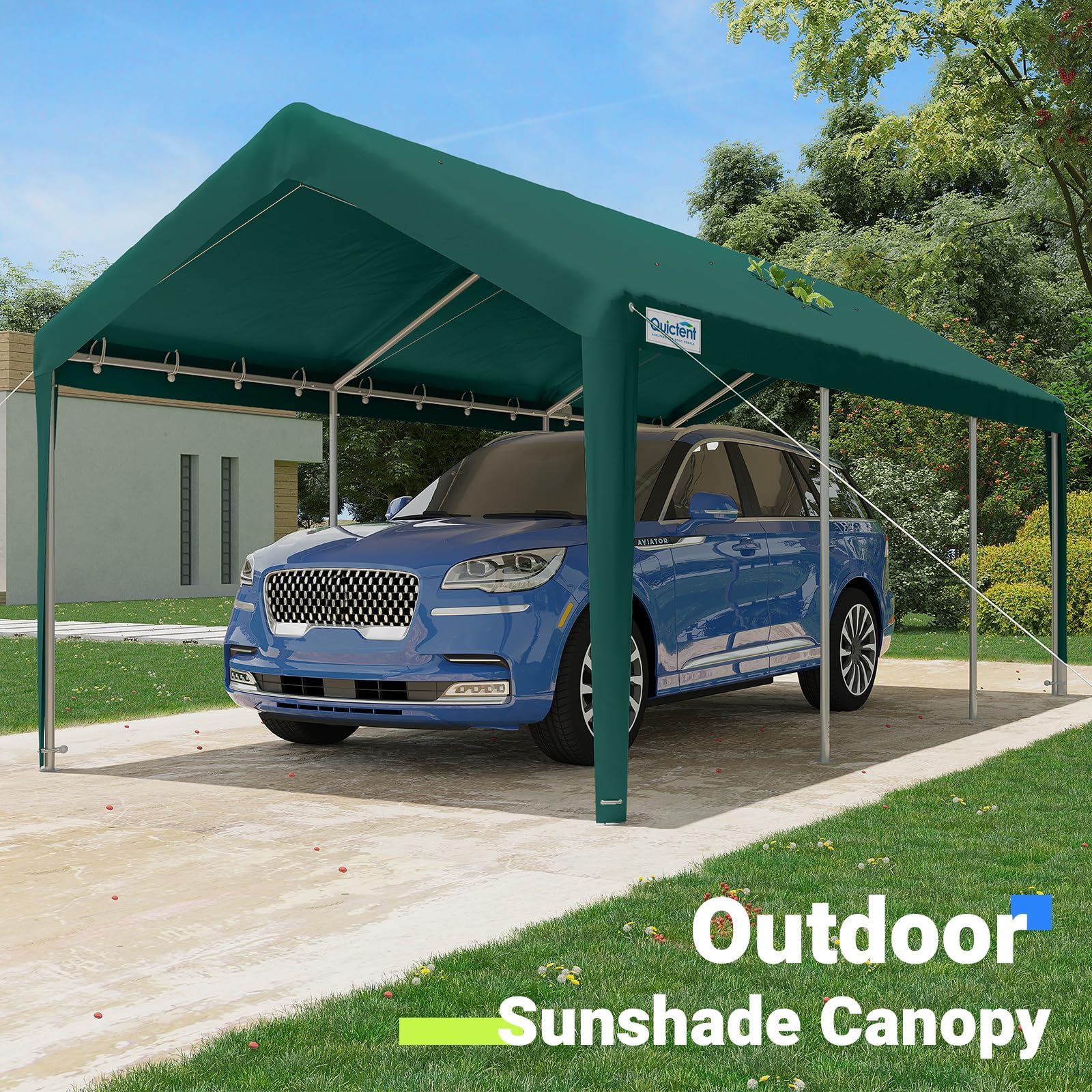 Quictent 10'x20' Ventilated Carport Canopy with Roll-up Windows - Green