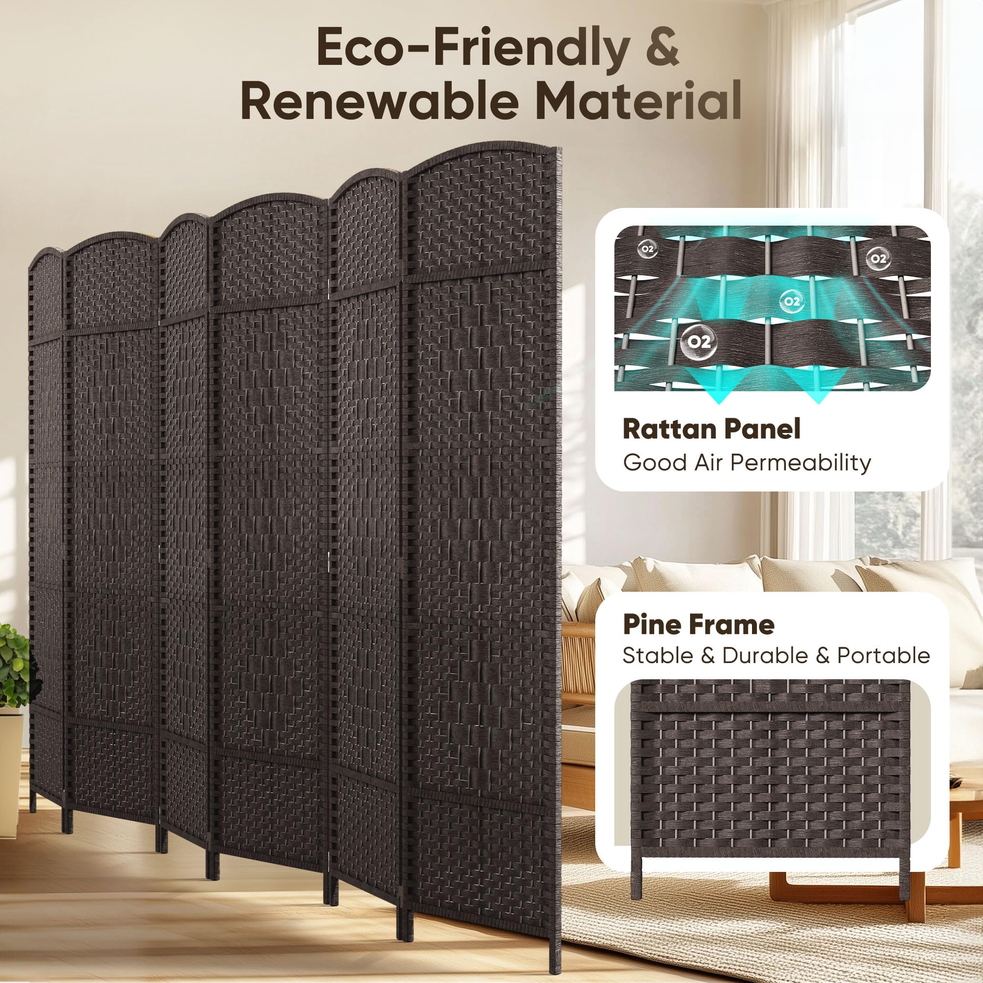 JOSTYLE 6ft Diamond Weave Divider - Espresso (6-Panel)