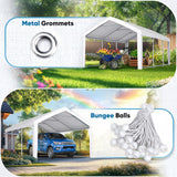 Quictent 10'x20' Carport Replacement Cover with Leg Cloth - White