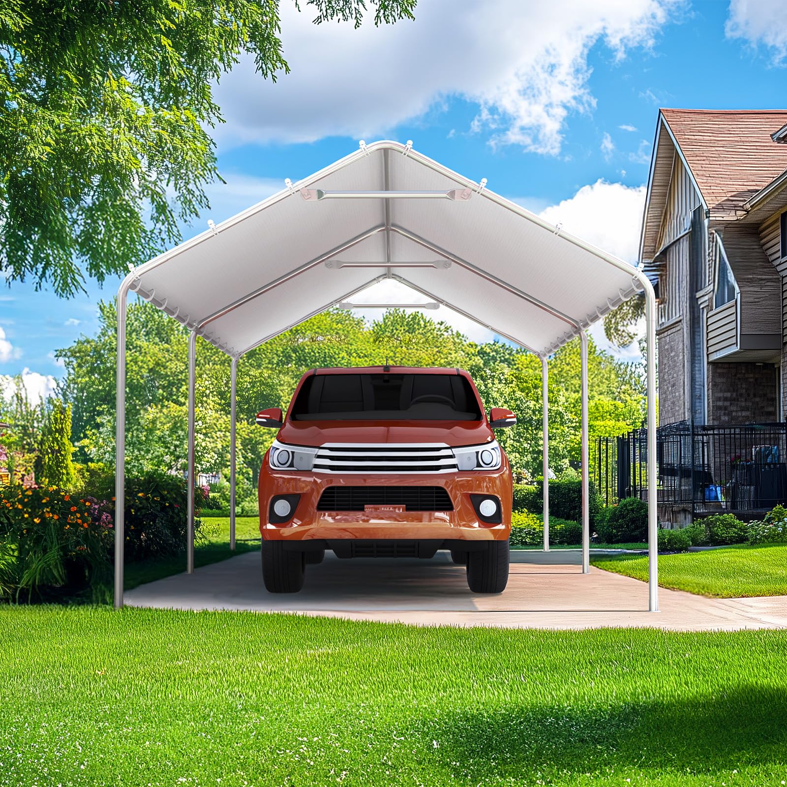 Quictent 10'x20' Galvanized Steel Carport Canopy - White