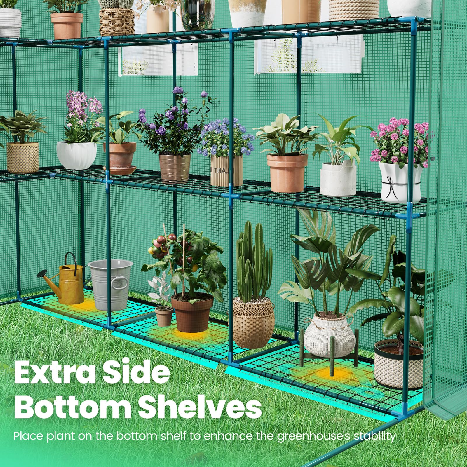KING BIRD 84"x56"x77' Walk-in Greenhouse with 20 Shelves - Green