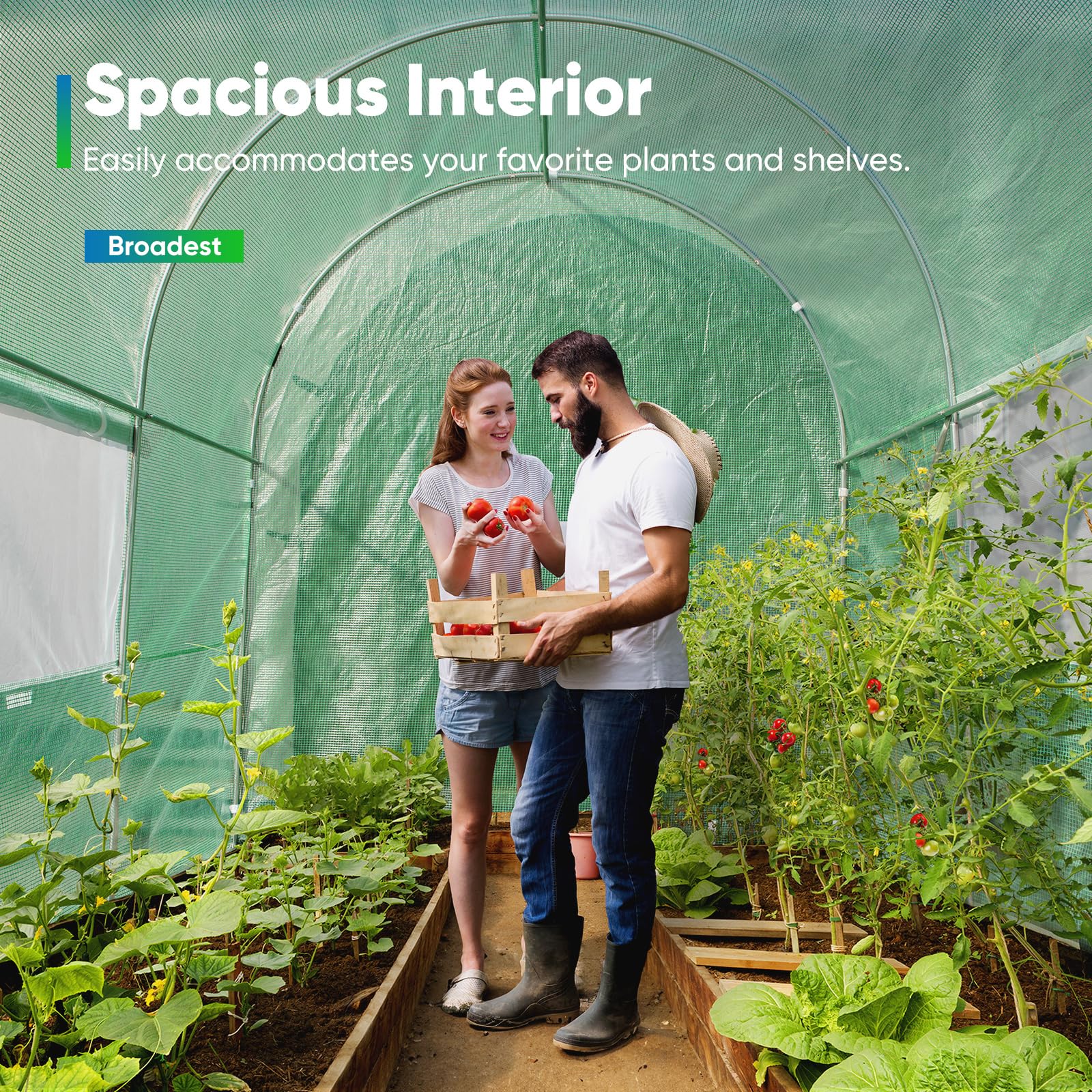 Quictent 10'x7'x7' Walk-in Tunnel Greenhouse with Mesh Door - Green