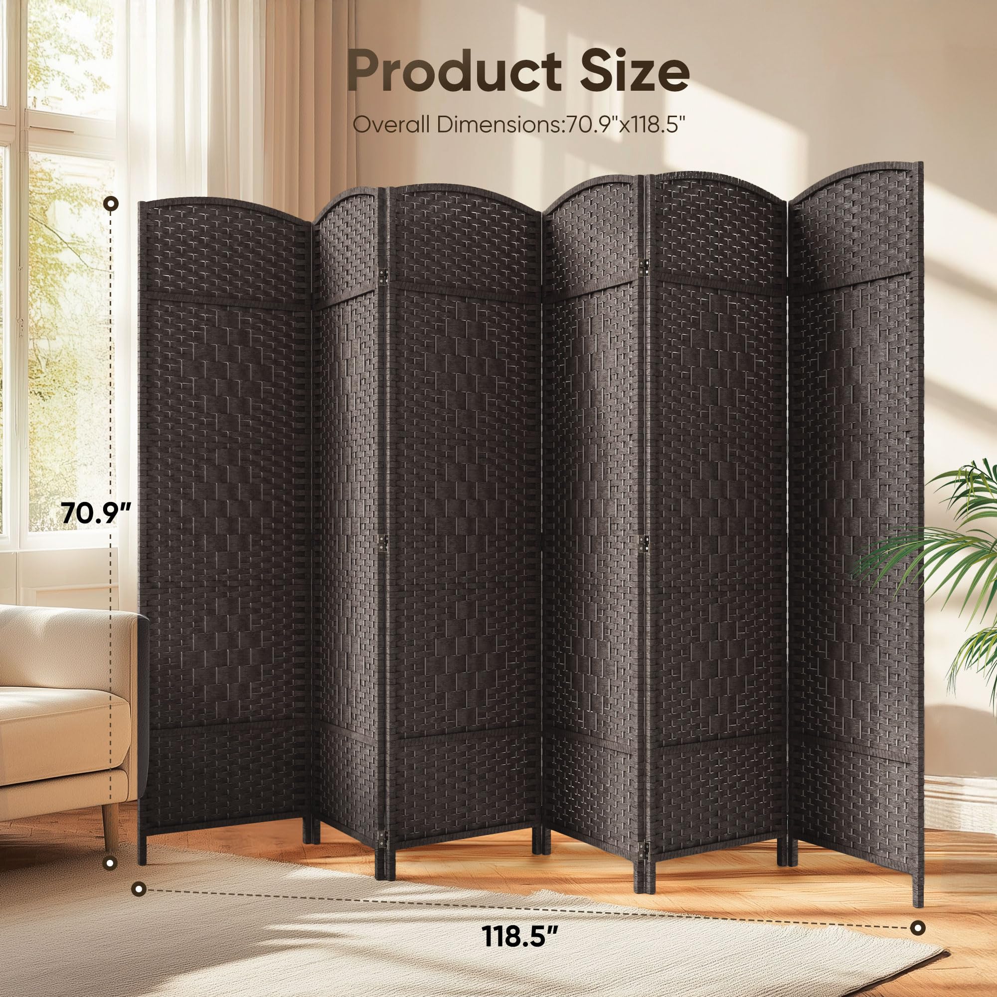JOSTYLE 6ft Diamond Weave Divider - Espresso (6-Panel)