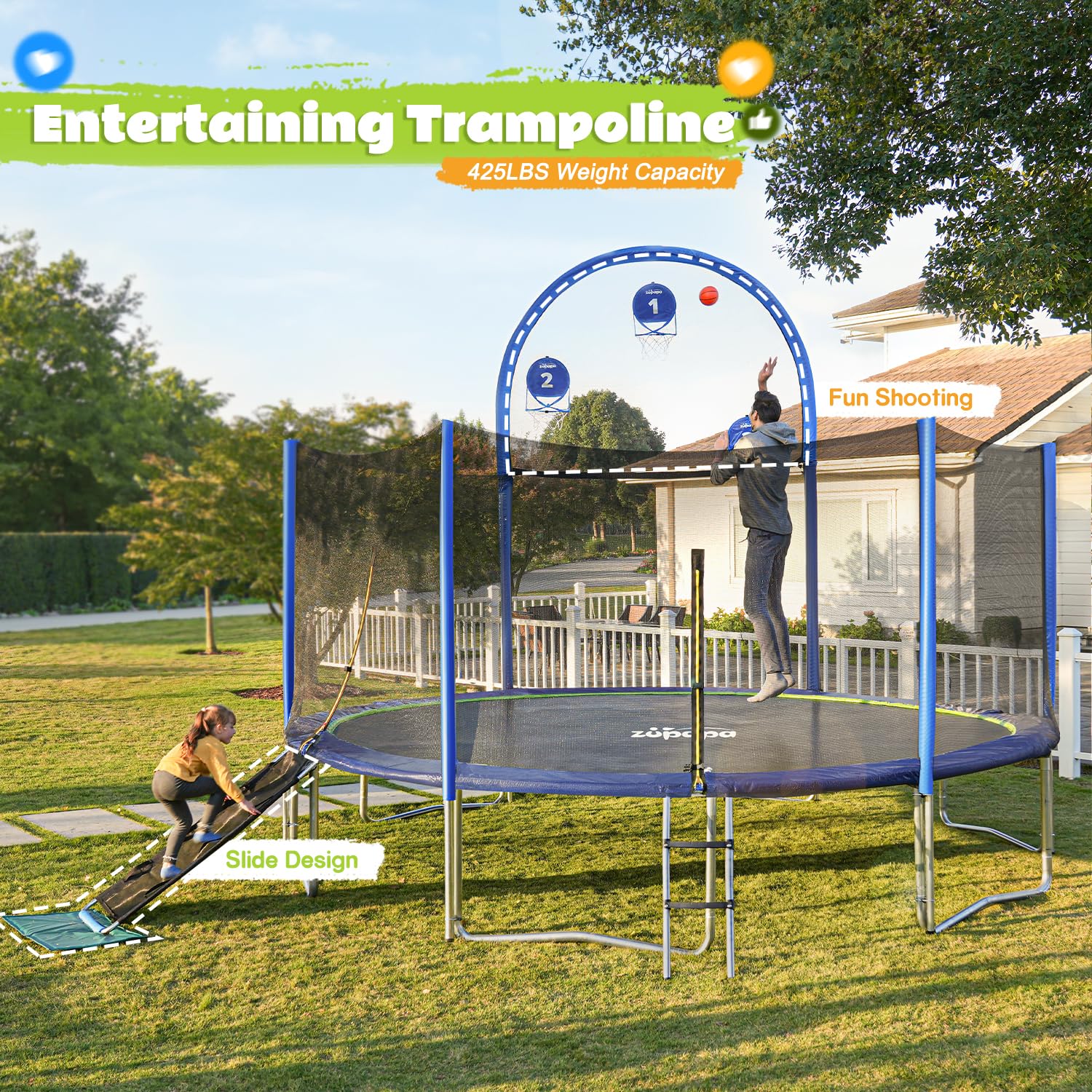 Zupapa 1500LBS 10FT No-Gap Trampoline