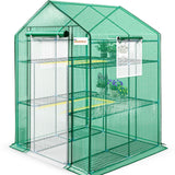 KING BIRD 56"x56"x77" Walk-in Greenhouse with 14 Shelves - Green