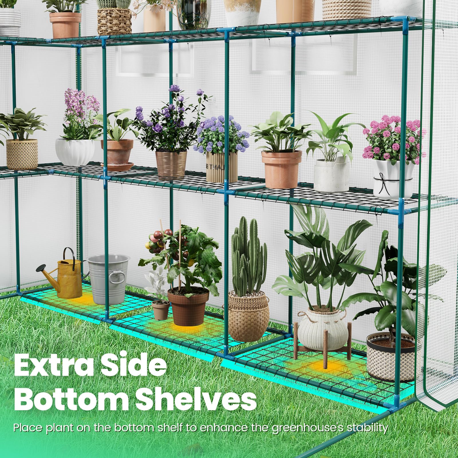 KING BIRD 84"x56"x77" Walk-in Greenhouse with 20 Shelves - White