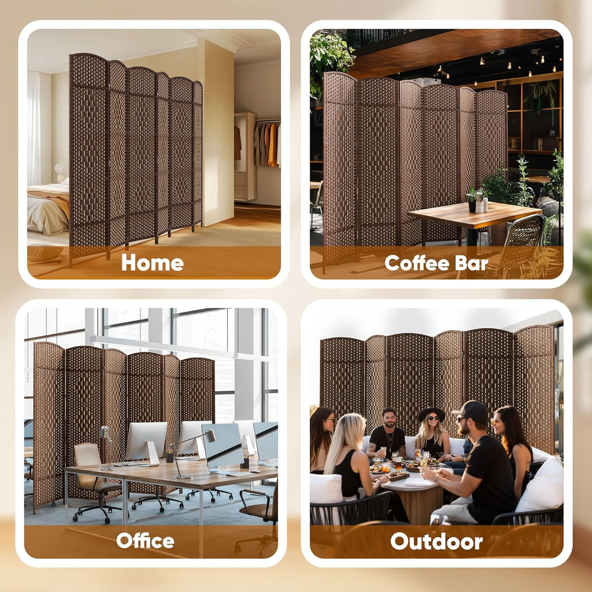 JOSTYLE  6FT Tall Wooden Privacy Room Divider (6-Panel)