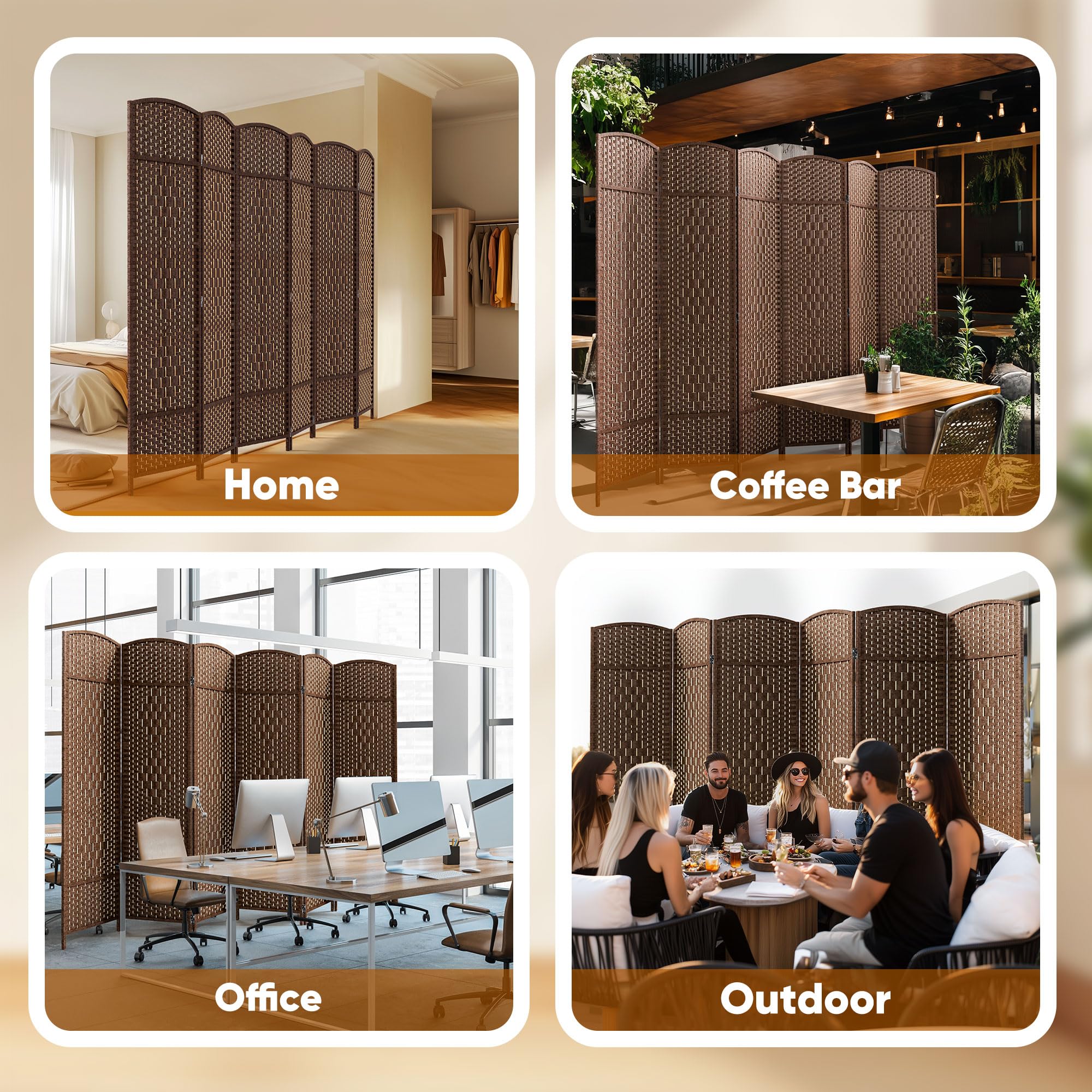 JOSTYLE Double-Weave Privacy Screen - Brown (6-Panel)