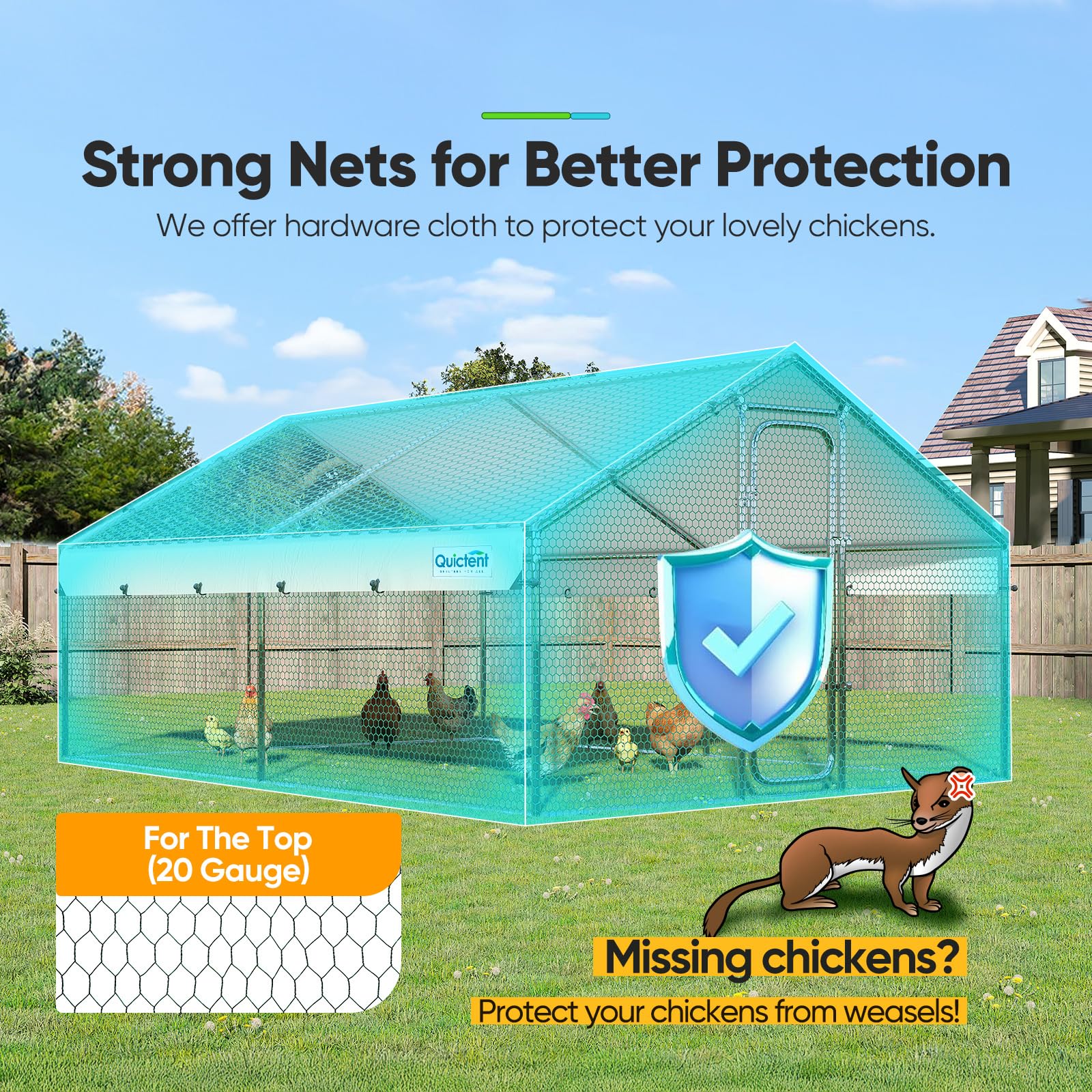 Quictent 12'x9'x6.6' Chicken Coop with Roosting Perch