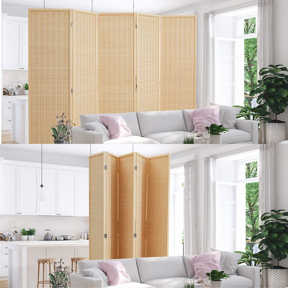 Corelax Bamboo Room Divider (5-Panel) - Beige