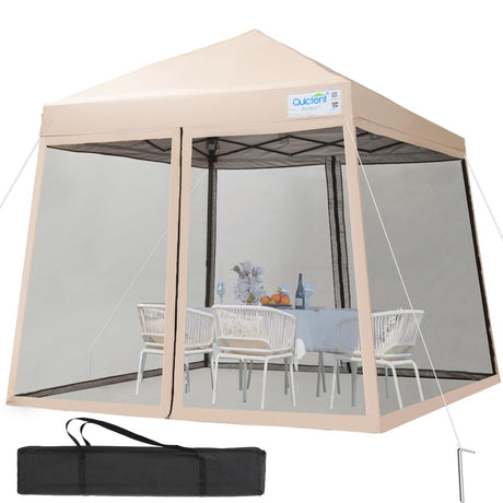 9' x 9' Pop Up Canopy Tent -Tan#color_tan