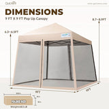 9' x 9' Pop Up Canopy Tent size#color_tan