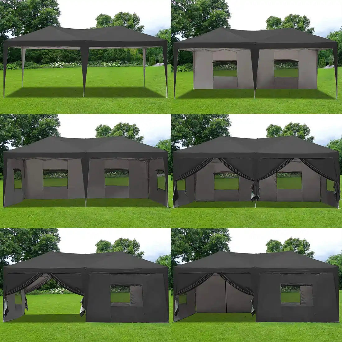Black 10x20 pop up tent with sidewall#color_black