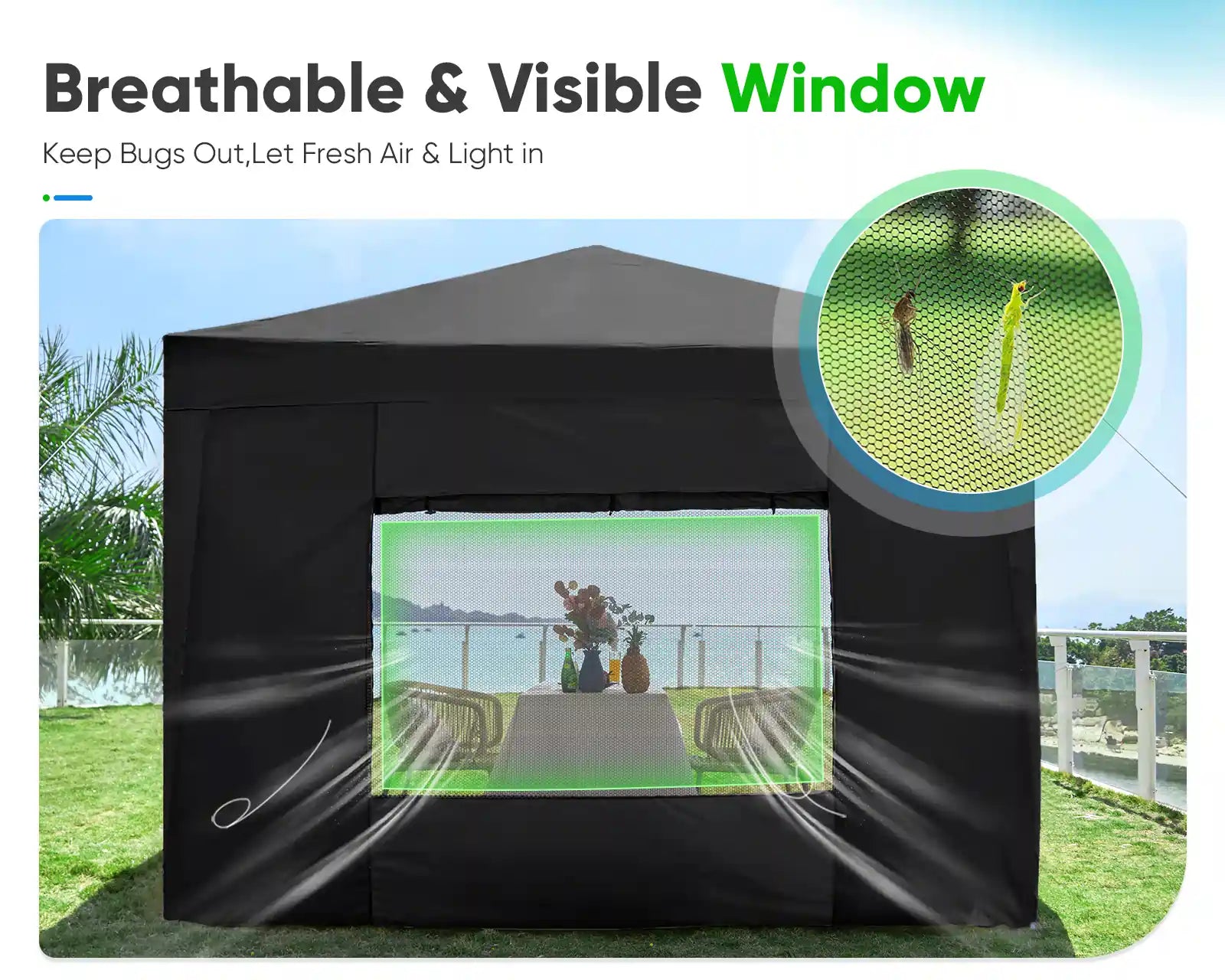 Black 8x8 canopy tent with mesh tent#color_black