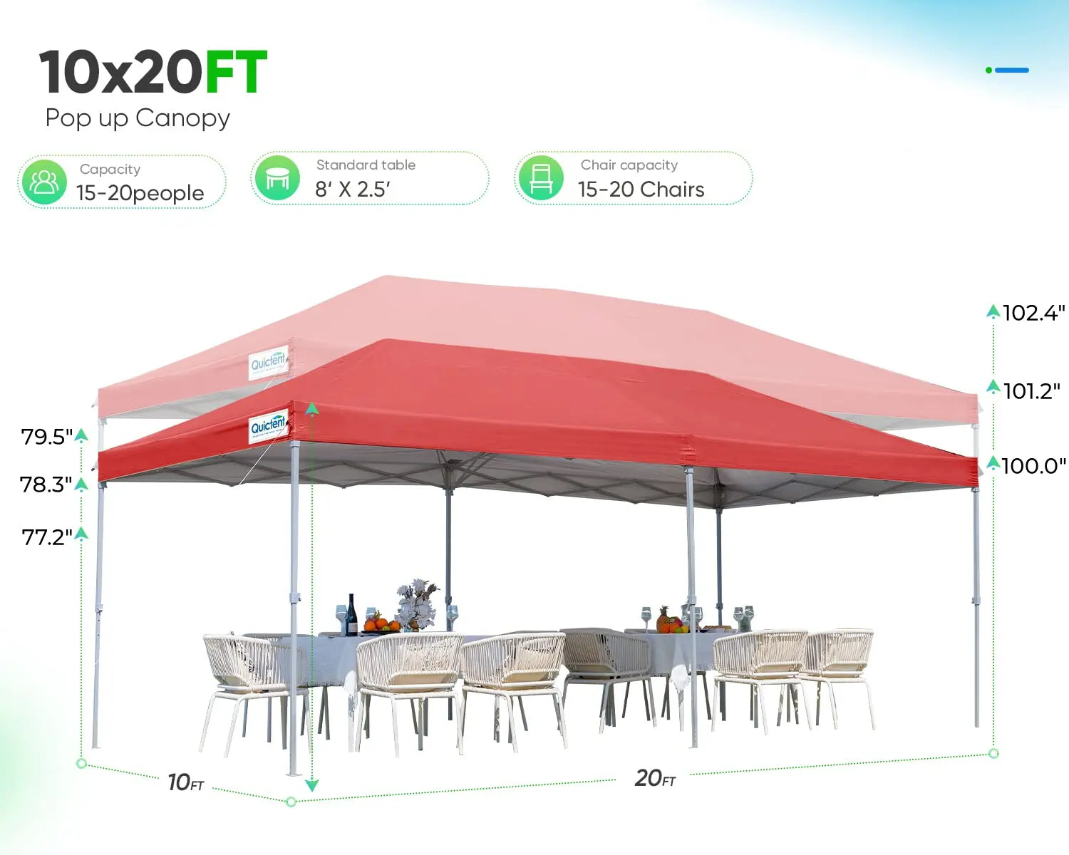 red 10x20  pop up tent adjustable height#color_wine red