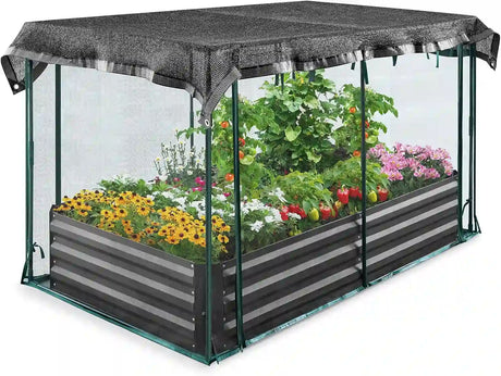 Galvanized Raised Garden Bed with Net 6x3x1FT#size_6x3x1ft