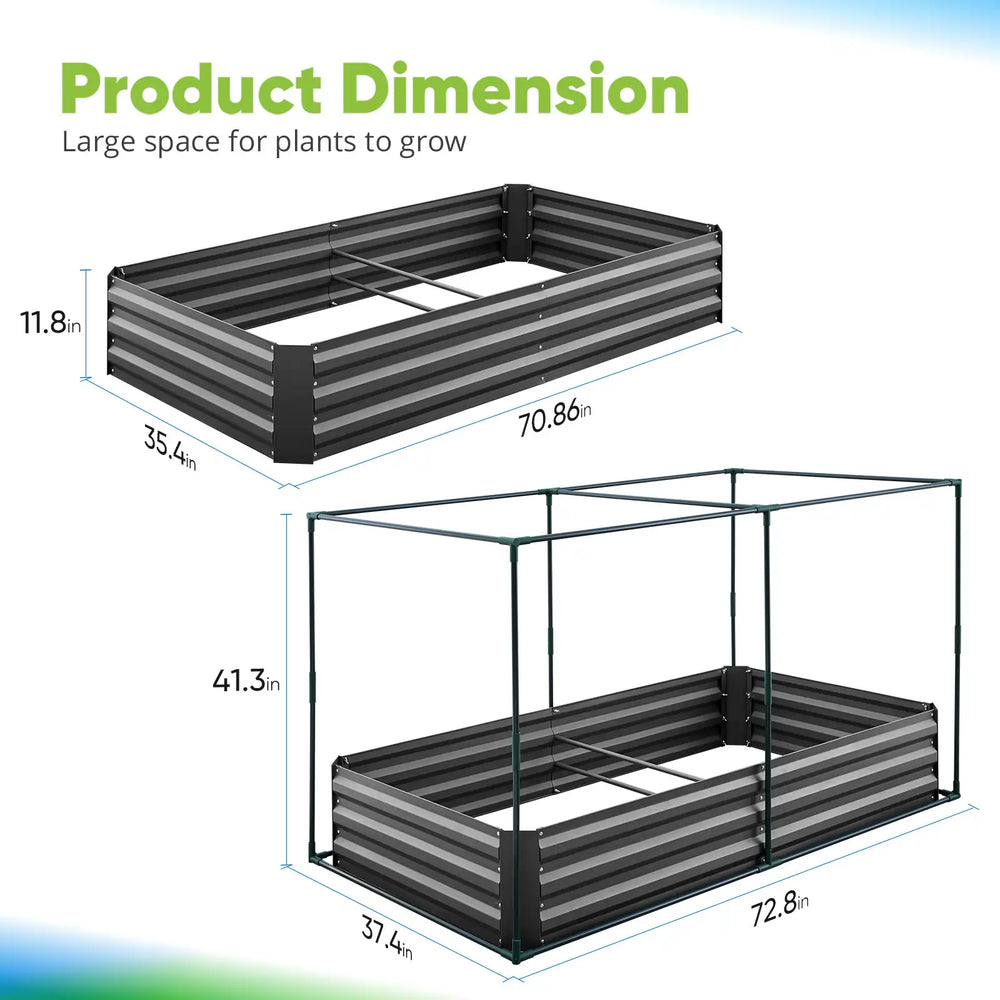 Galvanized Raised Garden Bed with Net Size#size_6x3x1ft