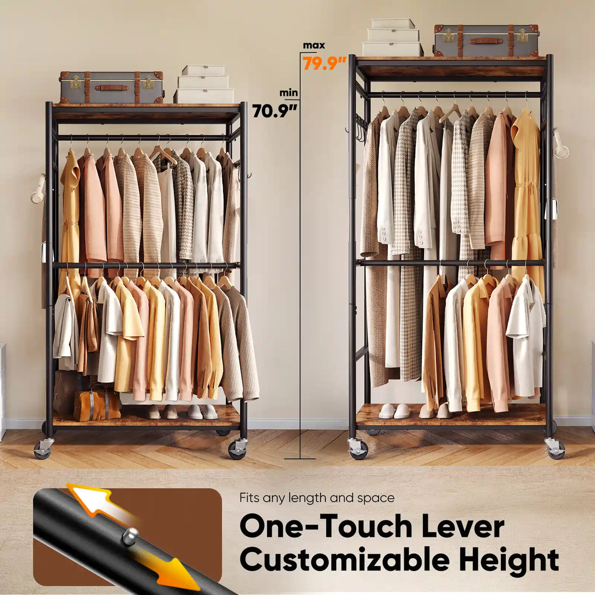MaxLead 450LBS Heavy Duty Rolling Garment Rack