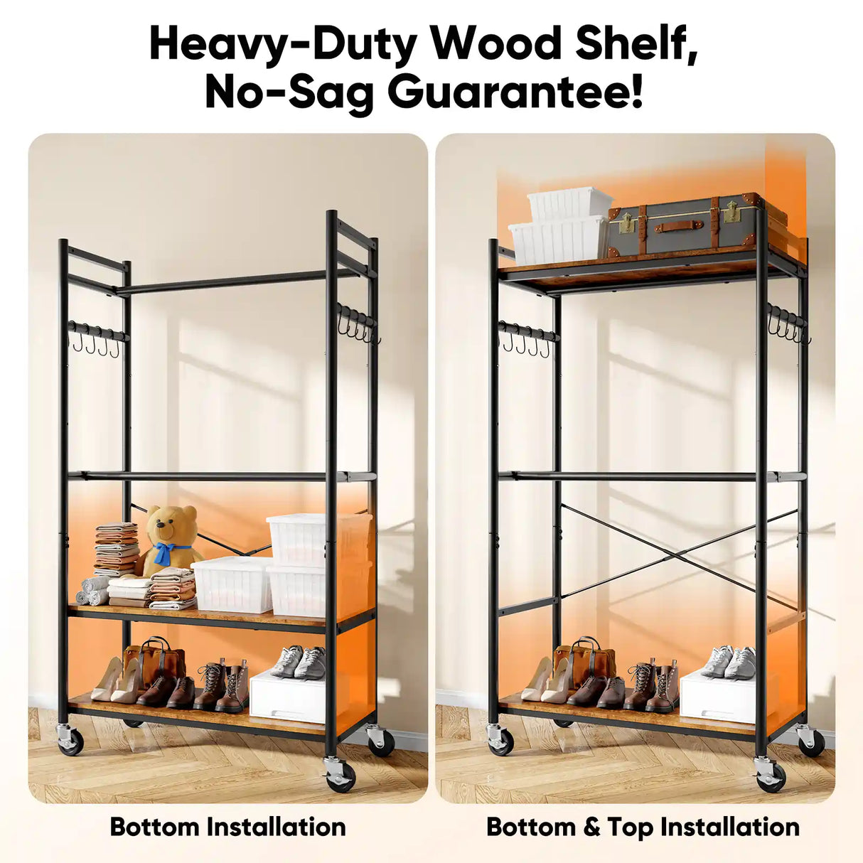 MaxLead 450LBS Heavy Duty Rolling Garment Rack
