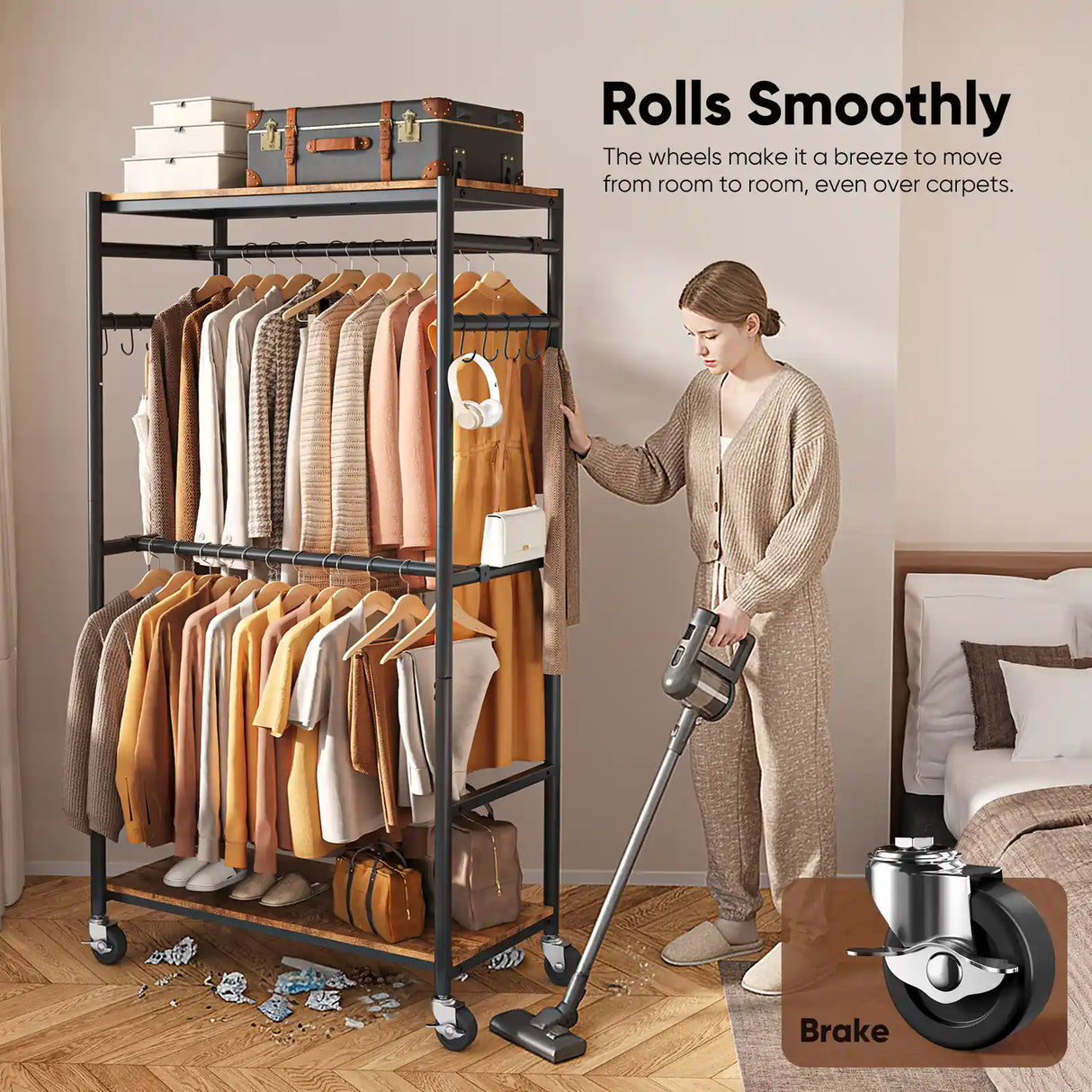 MaxLead 450LBS Heavy Duty Rolling Garment Rack