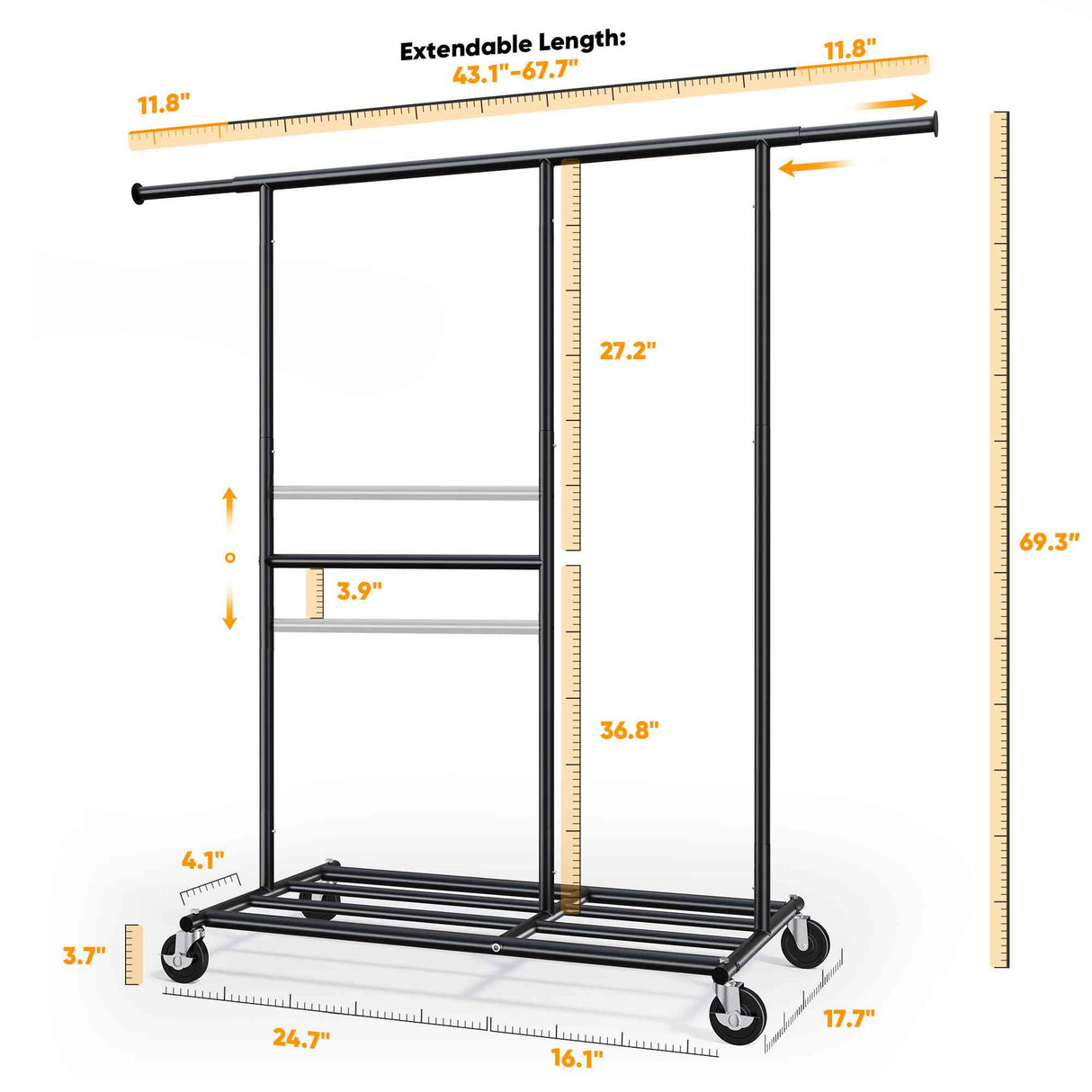 HOKEEPER 460lbs Clothing Garment Rack with Wheels