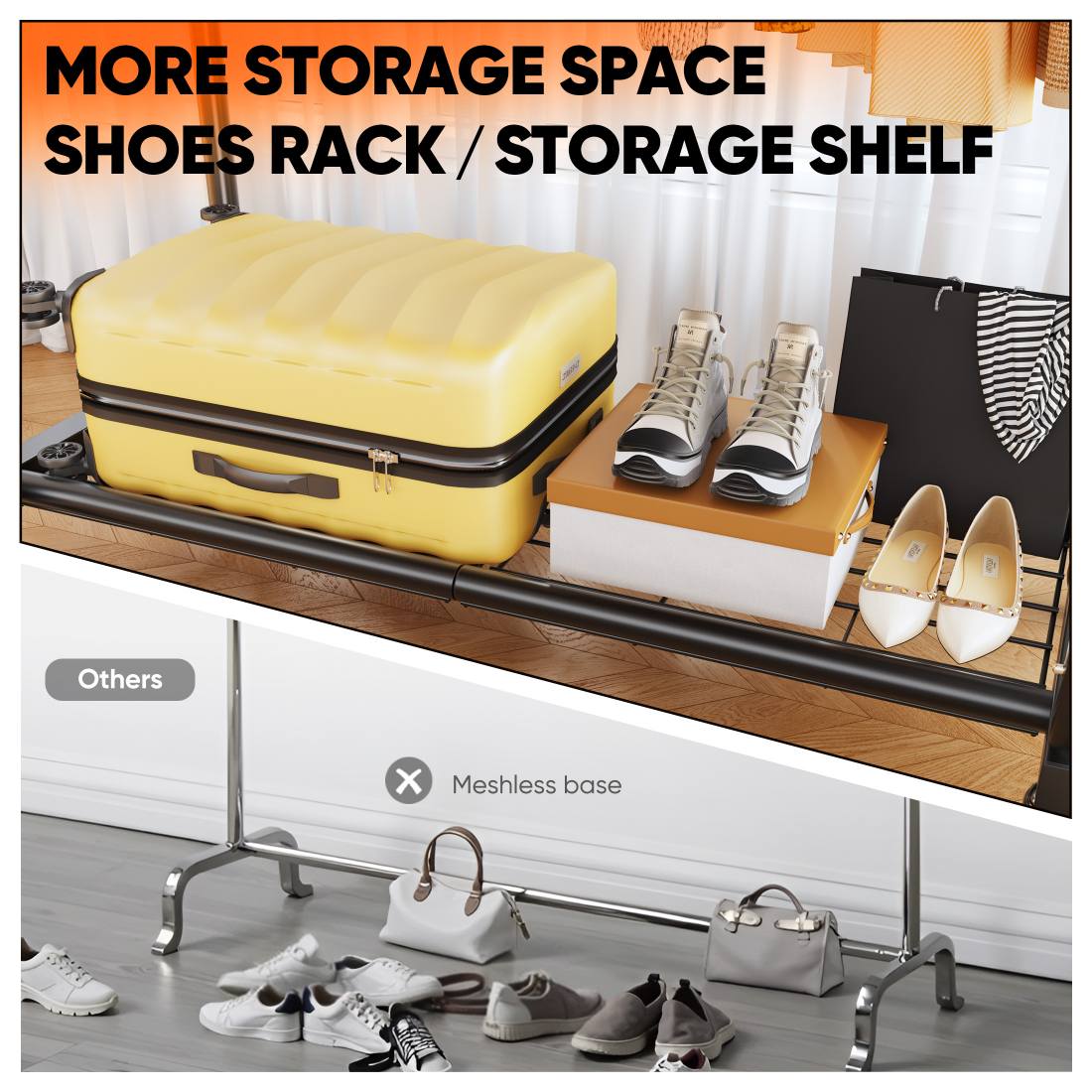 HOKEEPER Heavy Duty Double Rails Clothes Rack 450lbs