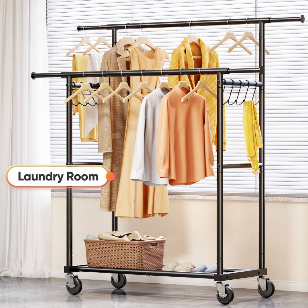 HOKEEPER Heavy Duty Double Rails Clothes Rack 450lbs