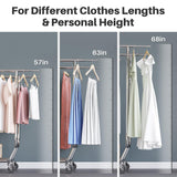Height adjustable from 57" to 68" 