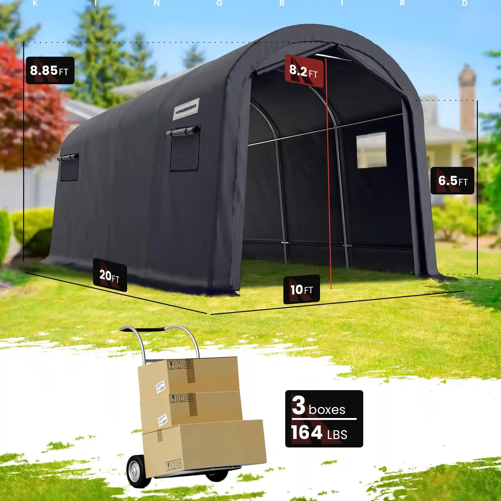 KING BIRD 10' x 20' Round Storage Shed Size#size_10' x 20'