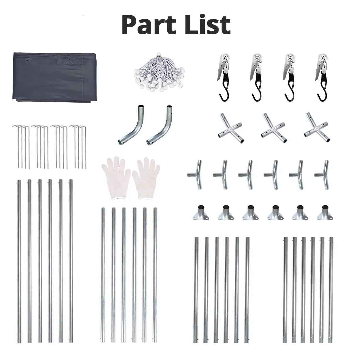 Storage Shelter Shed Part list#size_10' x 20'