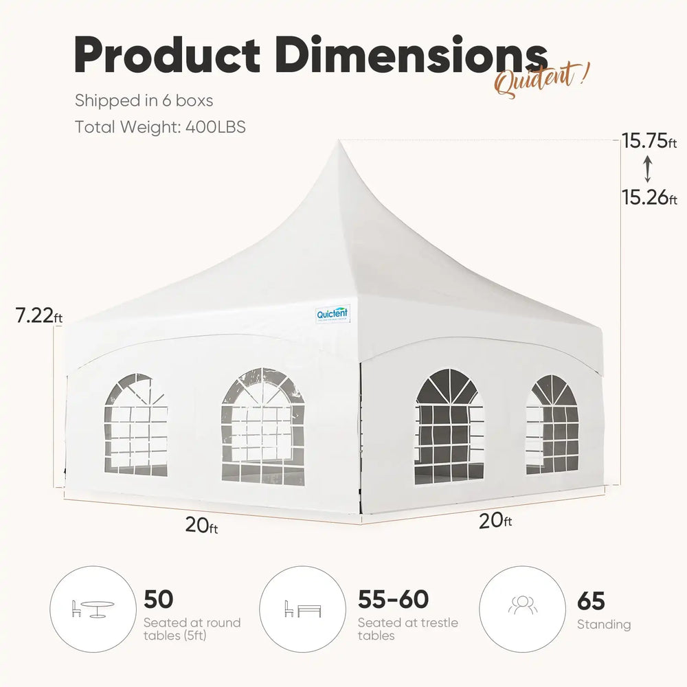 Heavy Duty High Peak 20x20ft Size#size_20'x20' with 4 sidewalls