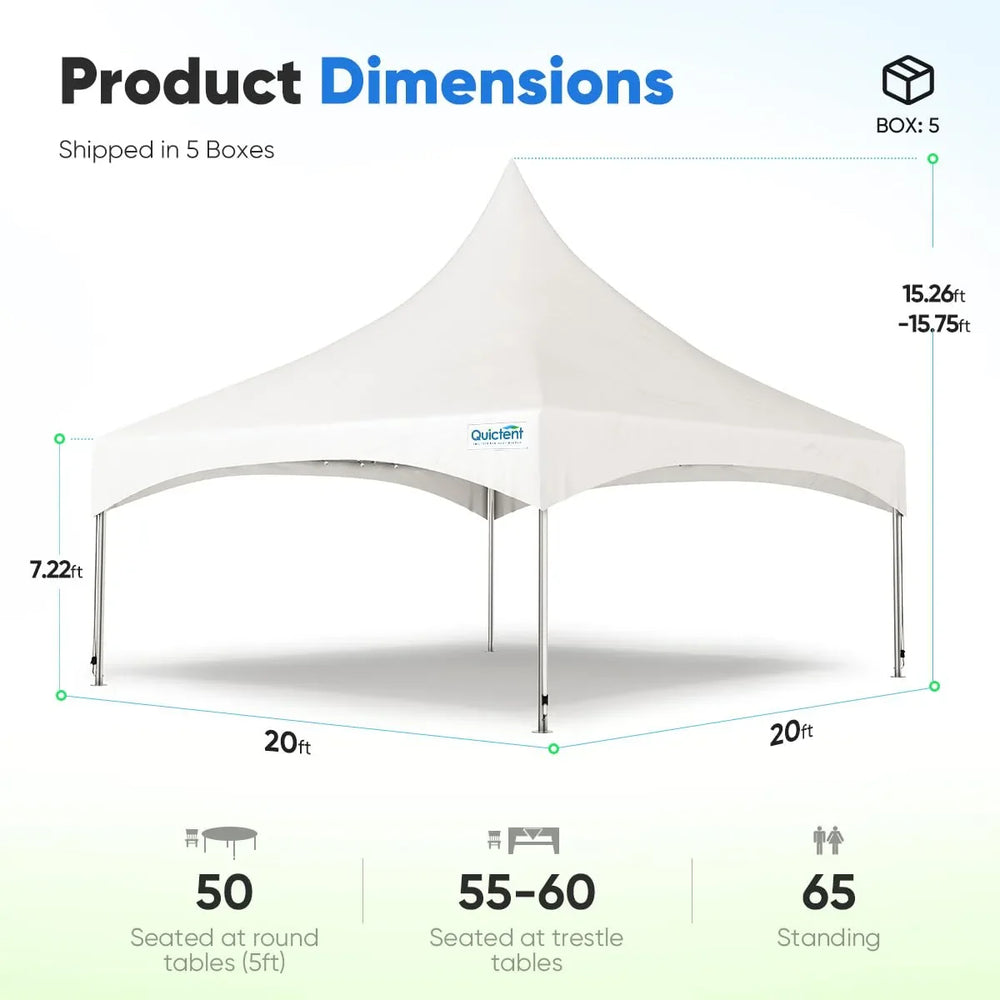 Quictent 20x20ft Heavy Duty Canopy Tent Size#size_20'x20' with no side
