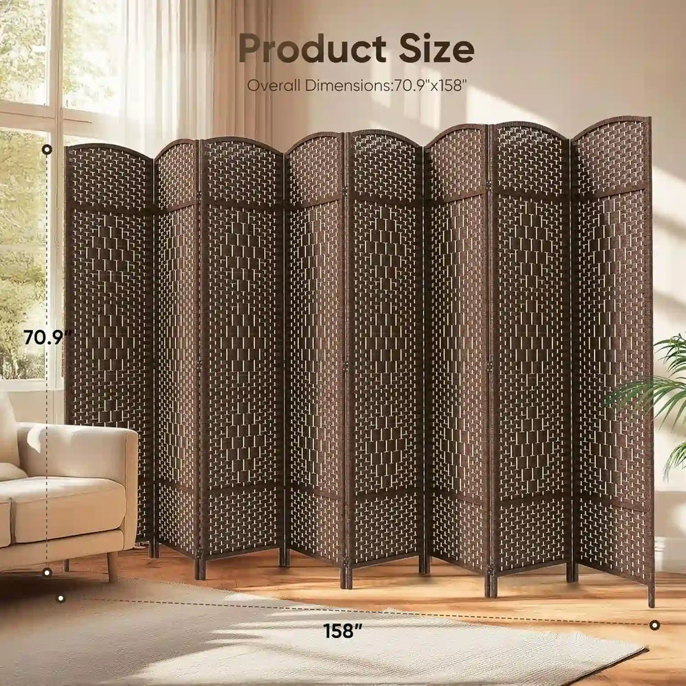 JOSTYLE 6FT Tall Extra Wide Double-Weave Privacy Screen（8 Panel ）