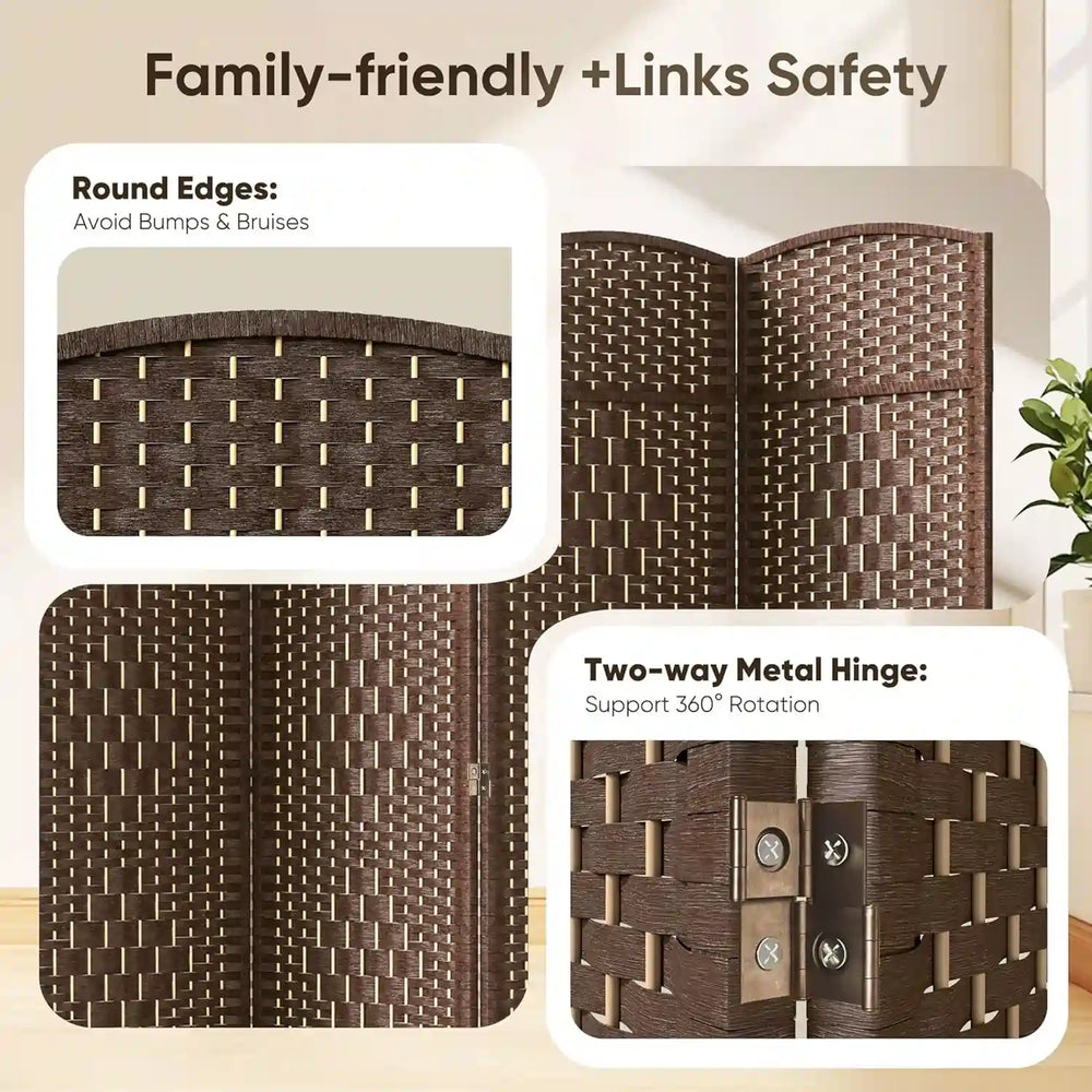 JOSTYLE 6FT Tall Extra Wide Double-Weave Privacy Screen（8 Panel ）