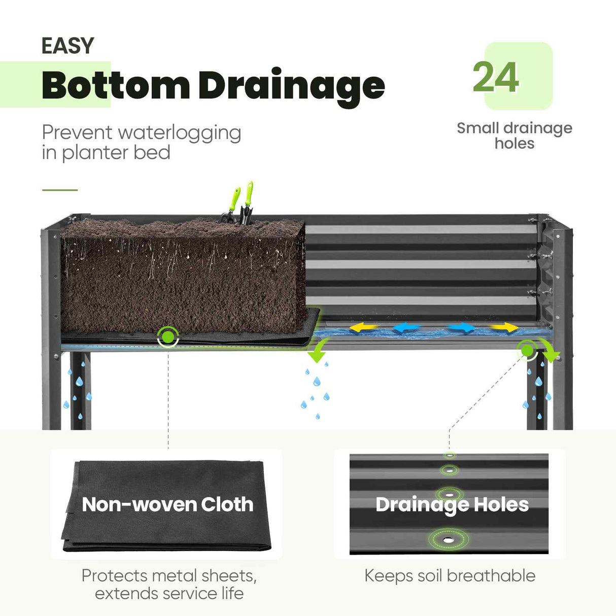 KING BIRD 47"×24"×56" Elevated Raised Garden Bed