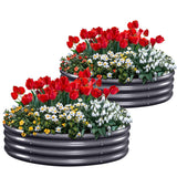 KING BIRD 4x4x1ft Round Garden Bed (2-Pack) Dark Grey