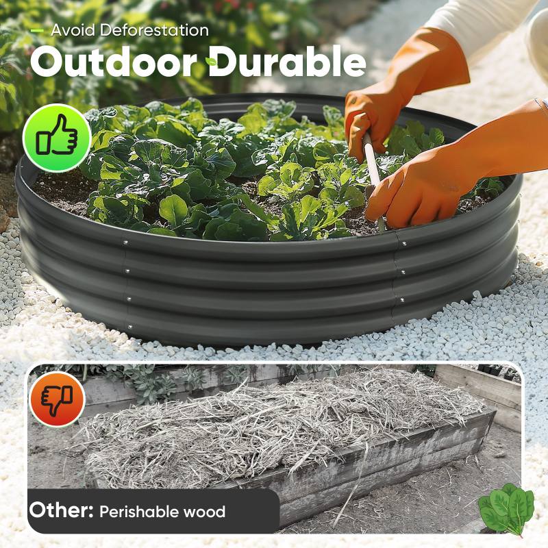 KING BIRD 4x4x1ft Round Garden Bed (2-Pack) Dark Grey