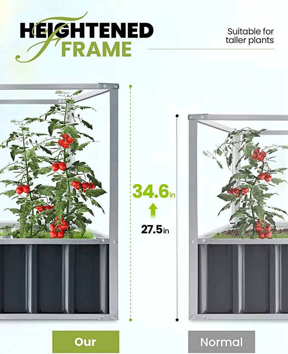 KING BIRD 68"x36"x35" Raised Garden Bed with Netting