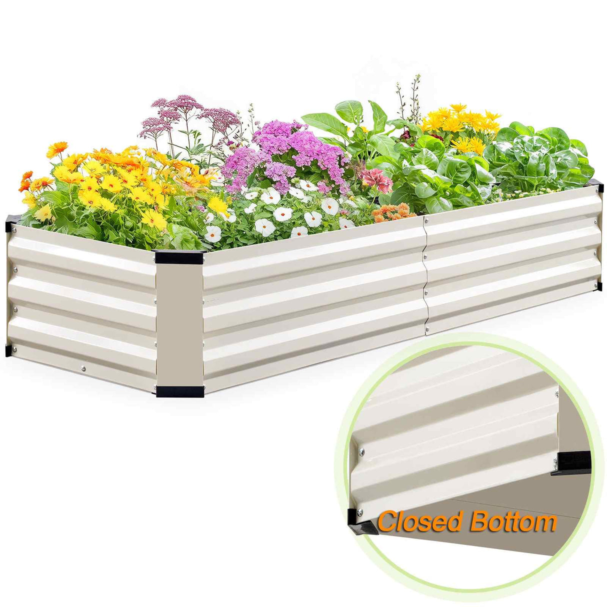 KING BIRD 6x2x1ft Raised Garden Bed with Bottom Closed Beige